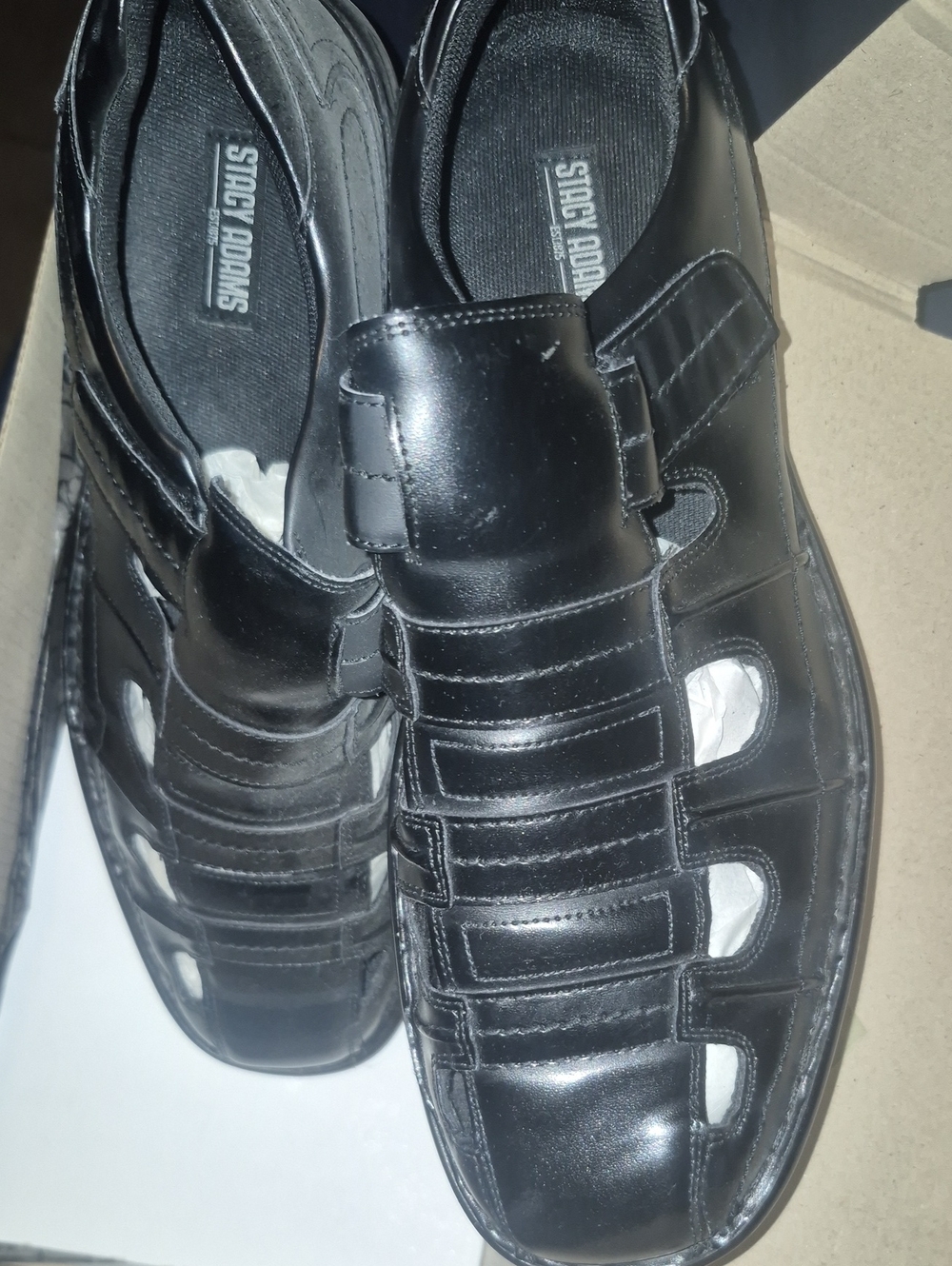 Stacy Adams Black Leather Fisherman Sandals